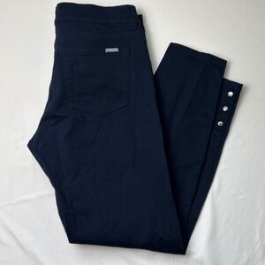 White House Black Market Mid Rise Skimmer Cropped Pants Navy Blue Size 10